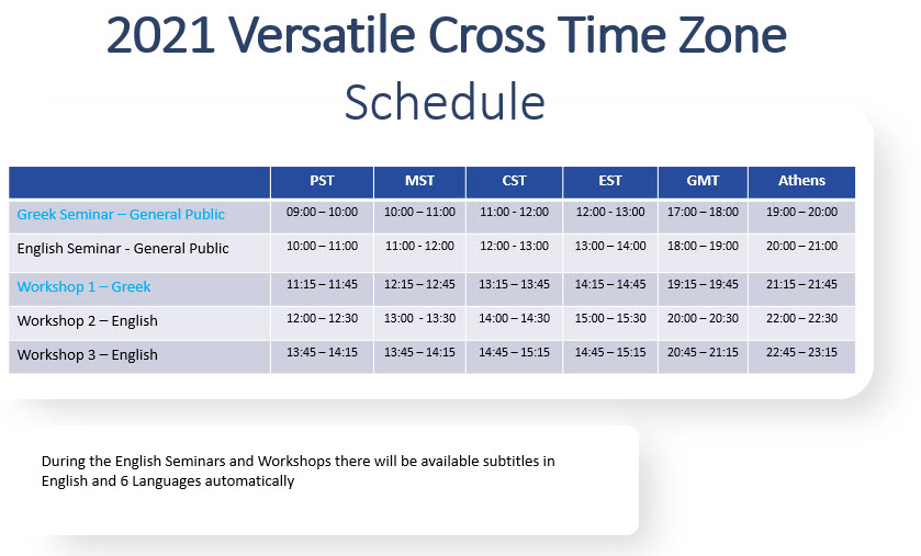 General Time Schedule